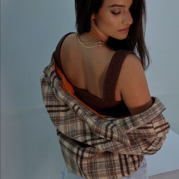 Knit Tank Crop Top- Brown - Picture 3 of 6